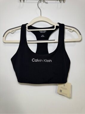 Calvin Klein Black Logo Racerback Sports Bra